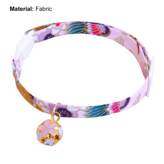 Coleira para animais de estimação estilo japonês, vestimenta ajustável, coleira para cães e gatos, com sino