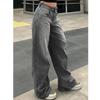 Retro Washed Denim Jeans for Women Wide Leg Streetwear Baggy Jeans Ladies Casual Long Pants