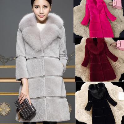Winter Warme Kunstmatige Imitatiebontjas Lange Jas Luxe Jassen Plus Size Vrouwen Warme Kraag Dames Winterjas
