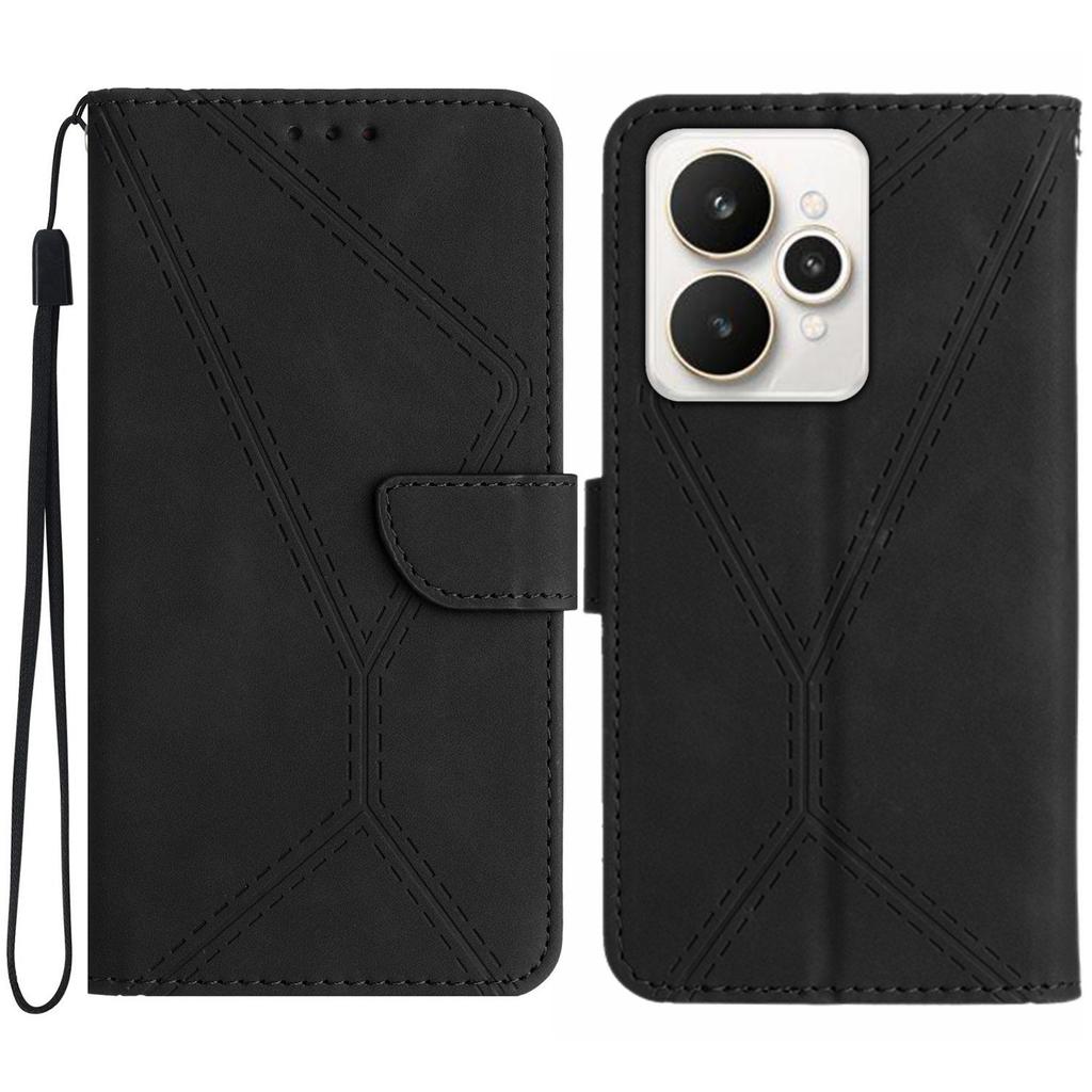 For Realme 15 5G/Realme 15 Pro 5G Case Skin Touch Lines Imprinted PU Leather Flip Phone Cover