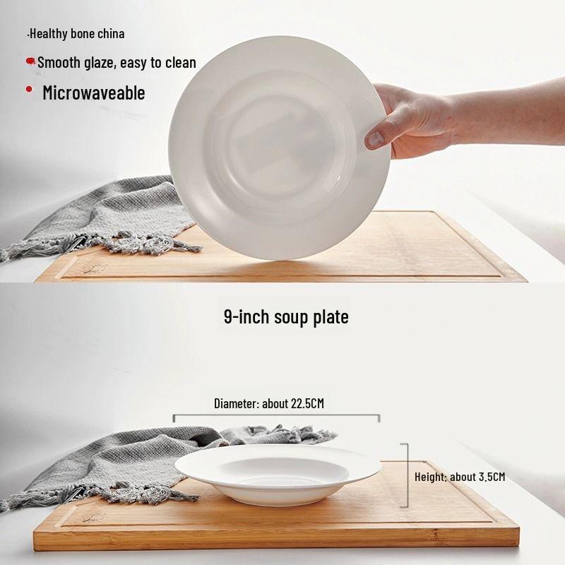 

Глубокая суповая тарелка из костяного фарфора премиум-класса — без свинца, пригодна для использования в микроволновой печи, дизайн в виде соломенной шляпы белого цвета