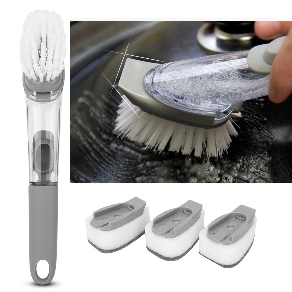Long Handle Liquid Dispensing Kitchen Dish Cleaning Brush Tool for Pot Dishes Sink Cleaning