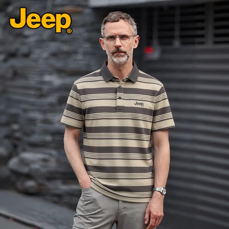 JEEP Men s Business Casual Breathable Cool-Touch Lapel Polo Shirt 3XL