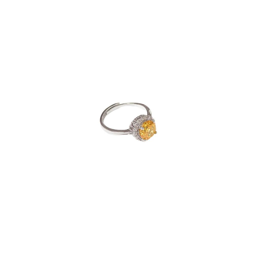 Gusen Exquisite High-Carbon Diamond & Yellow Zircon Ring and Earring Set