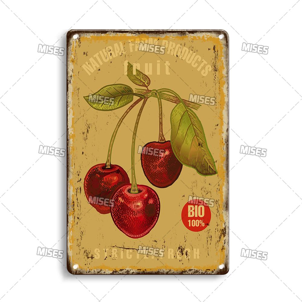 MISES Fruit And Vegetable Metal Poster Decorative Plate Kitchen Vintage Poster Home Bar Farm Industrial Decor Metal Tin Sign