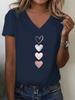 Funny Love Heart Print Women Summer Short Sleeves T-Shirt V-Neck Y2k Tops Tee Graphic T-Shirts Female Casual Women's Clothing