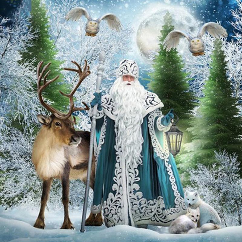 5D DIY Diamantmaleri Snølandskap Juletre Korsstingsett Full Rund Drill Broderi Mosaikk Kunst Bilde