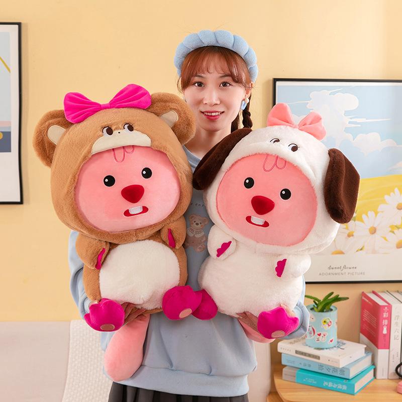 New Cute Plush Toy Turned Beaver Ruby Doll Cartoon Throw Pillow Birthday Gift Girl