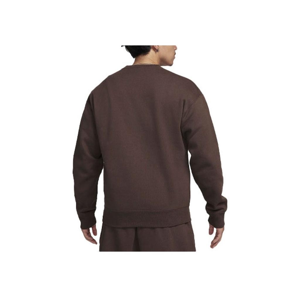 Nike Solid Color Logo Crew Neck Sweatshirt Men Tops Brown DX1362-237