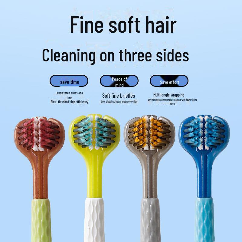 Periuță de dinți pentru adulți cu peri moi pe trei laturi de înaltă calitate cu curățător de limbă - Perfectă pentru cupluri