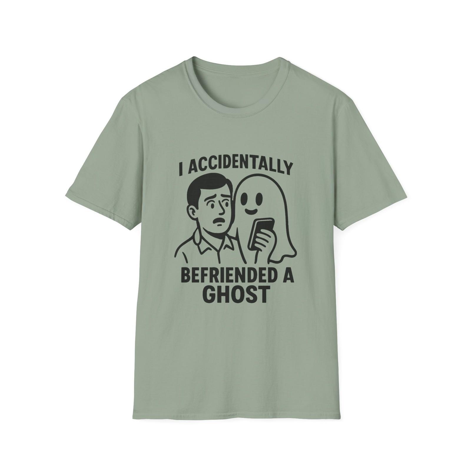 Unisex Softstyle T-Shirt Mens Womens Tees Top I Befriended a Ghost, Comic Style Shirt, Quirky Humor S