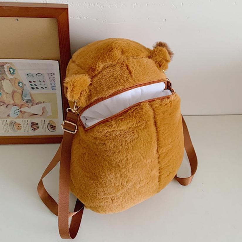 Plush Capybara Backpack Hamburg Doll Fur Bag Popular Kawaii Handbags  School