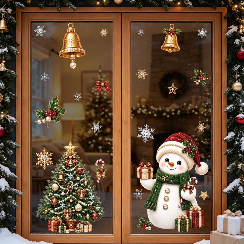 Natale 2027 Nuovi Adesivi per Finestra Babbo Natale Carino Renna Pupazzo di Neve Fiocco di Neve Xmas Adesivi per Vetro Decorazioni per Finestre di Casa Negozio Invernali Regali