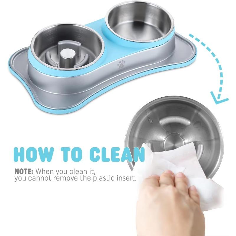 Slow Feeder Dog Bowls Homeuse Anti-Slip Stainless Steel Raised Dog Feeder for Small Sized Dogs Puppy