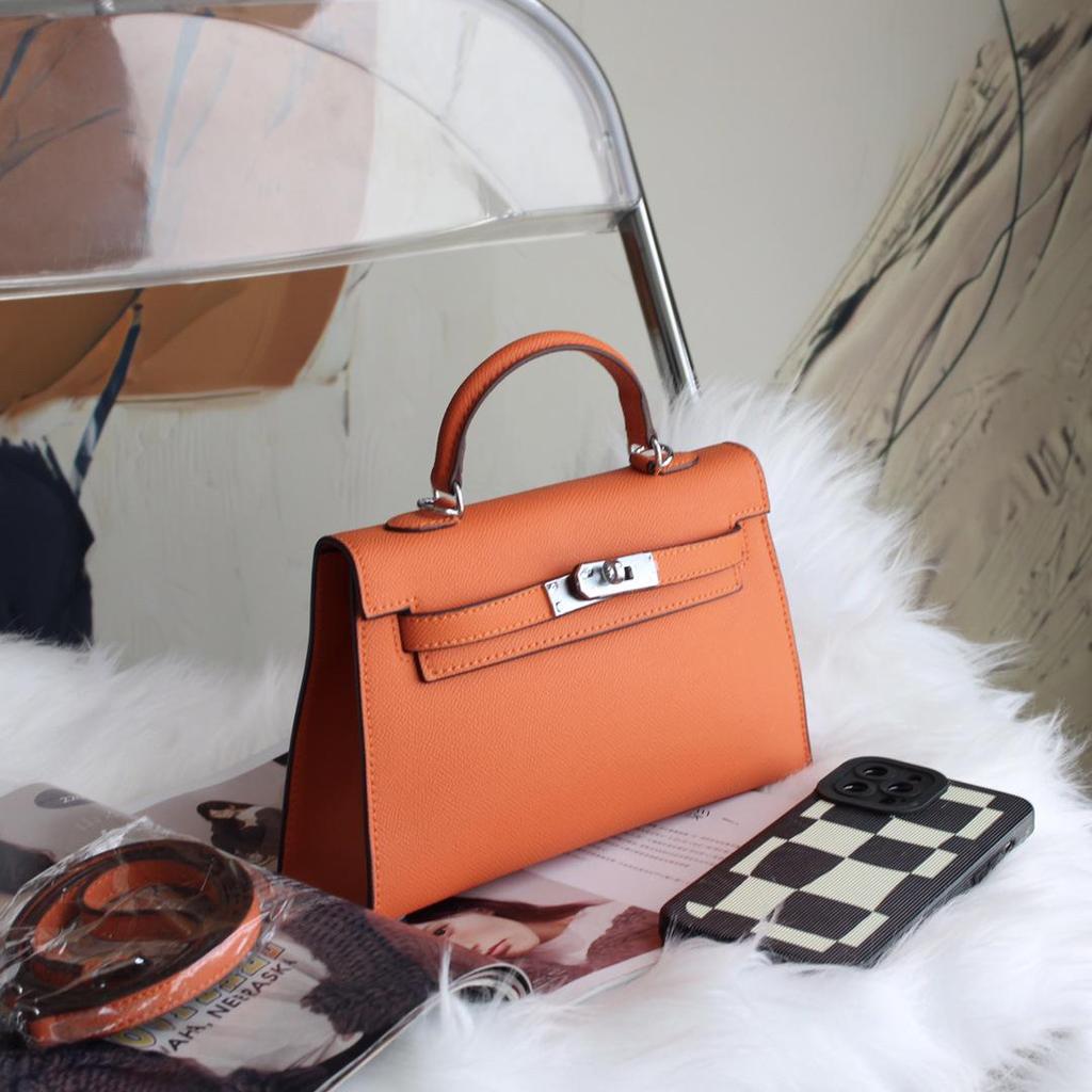 Bolso Kelly Color Caramelo: Bolso de Mano de Moda Europeo y Americano para Mujer, Bolso de Hombro Único o Cruzado de Gama Alta