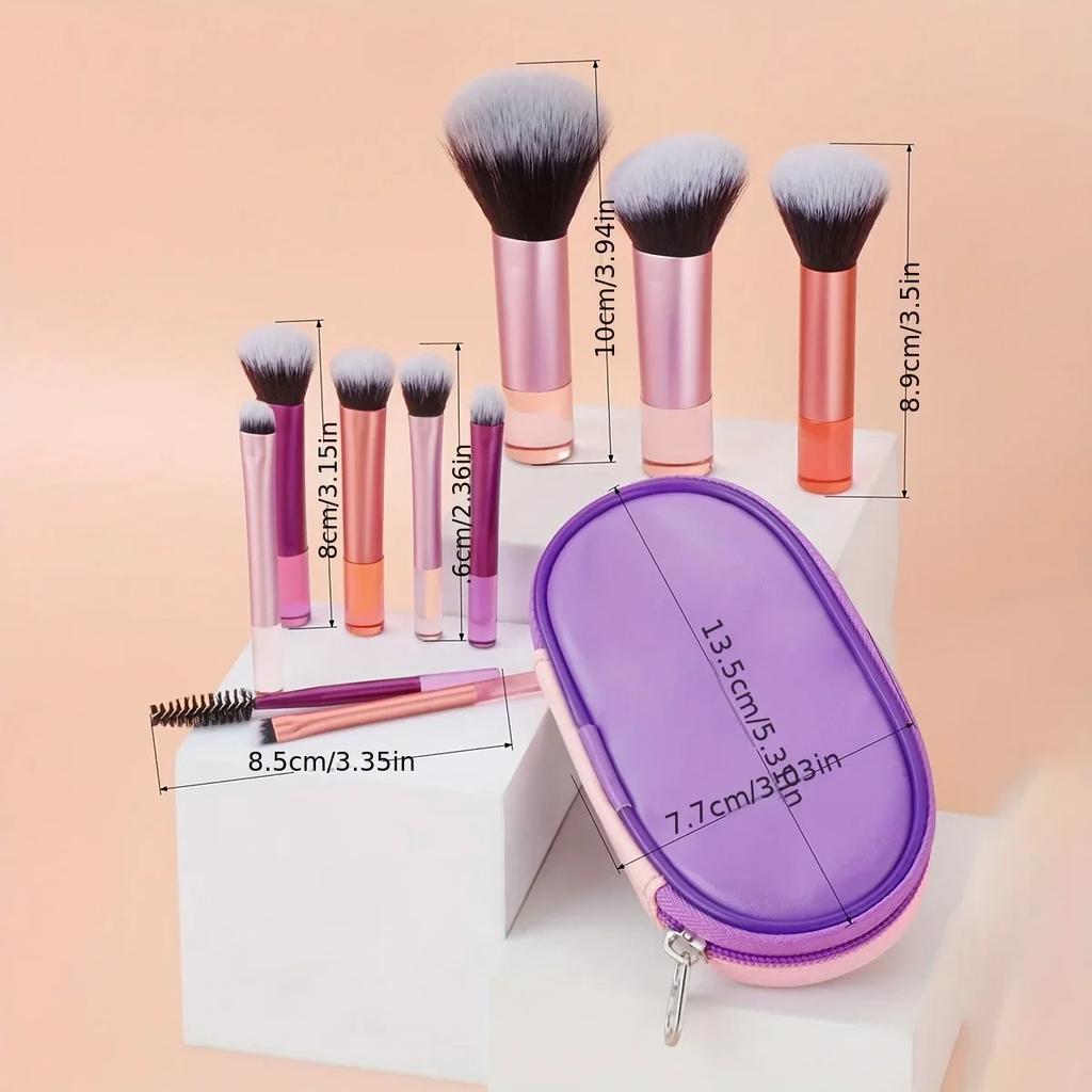 10ks Mini sada štětců na make-up Powder Eyeshadow Foundation Blush Blender Concealer Beauty Makeup Tools Štětec Profesionální potřeby
