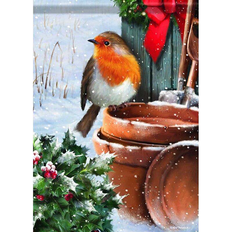 Noua pictură cu diamante 5D DIY Snowbird Broderie cu diamante Peisaj cu strasuri Artizanat Burghiu rotund complet Decor pentru casa Cadou de artă