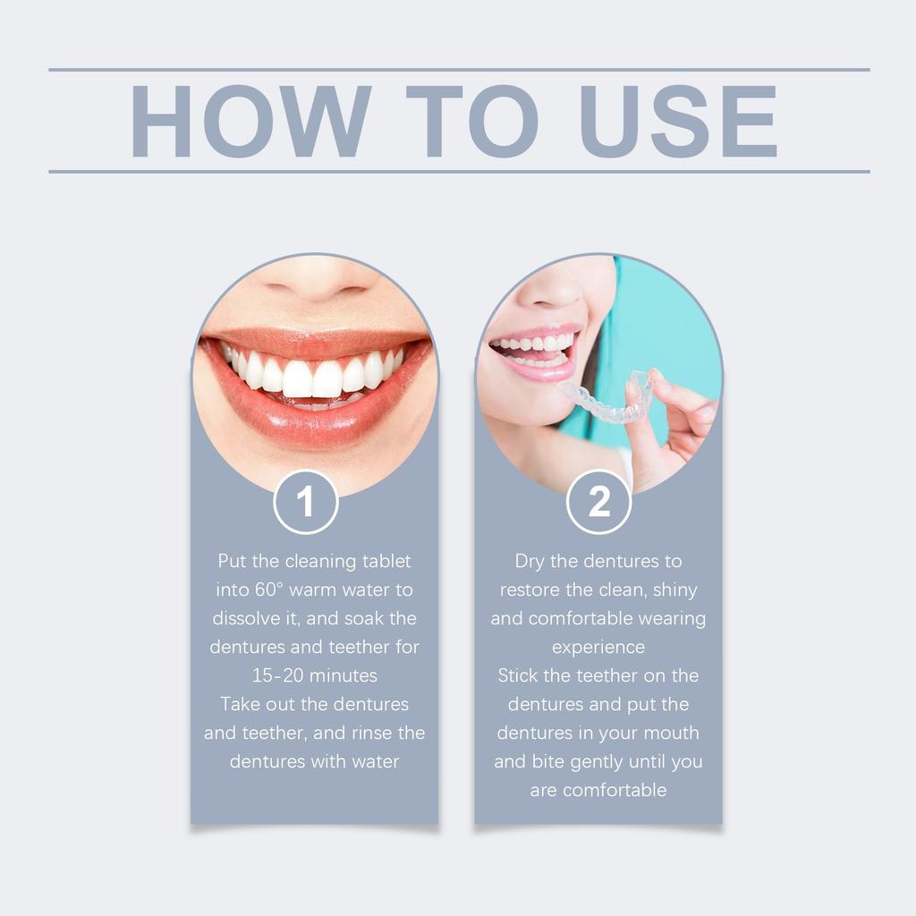 Denture Set With Cleaning Tablets Confident Smile Enhance The Aesthetics Of Your Smile Comfortable Material Dentures