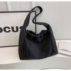 IELGY Fashion Simple Underarm Bag Casual Drawstring Canvas Large Capacity Tote Bag
