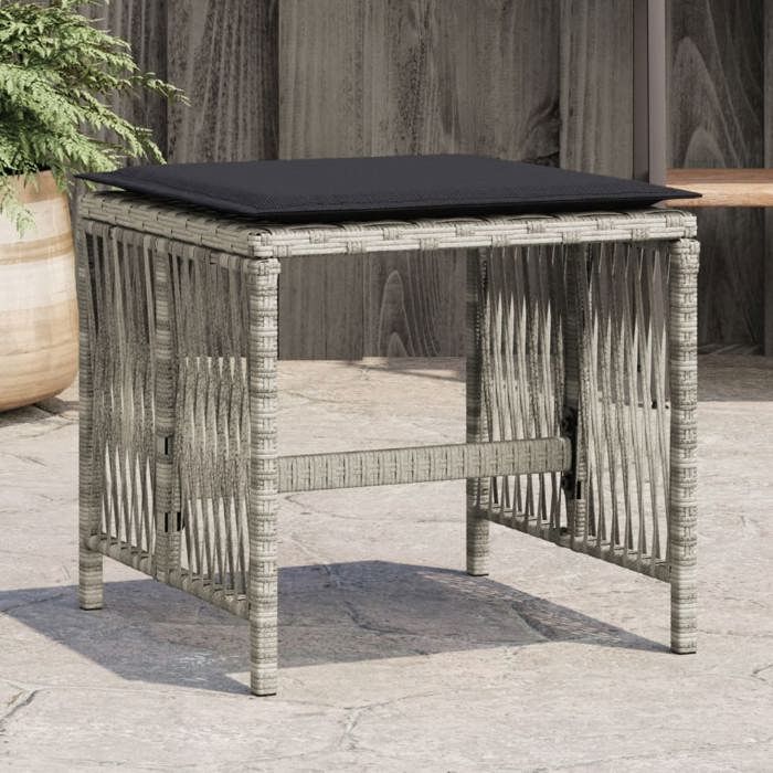 VidaXL Lot de 4 Tabourets de Jardin avec Coussins, Chaises de Patio, Sièges de Terrasse, Meubles d'Extérieur, Gris Clair 365060