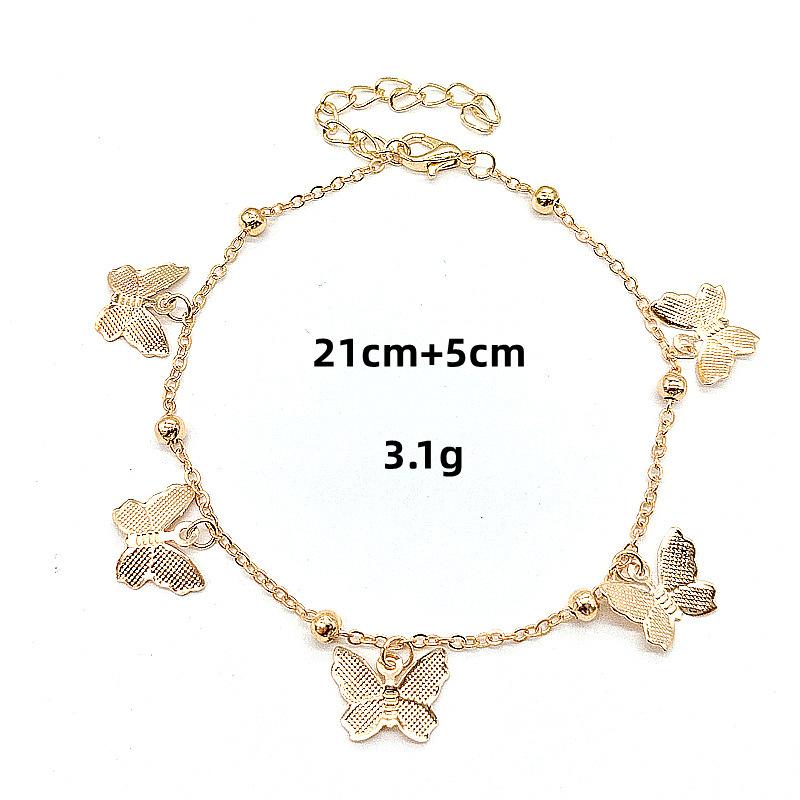 Bohemian Fashion Beach Feet Women, Simple Beads Hollow Butterfly Pendant Anklet