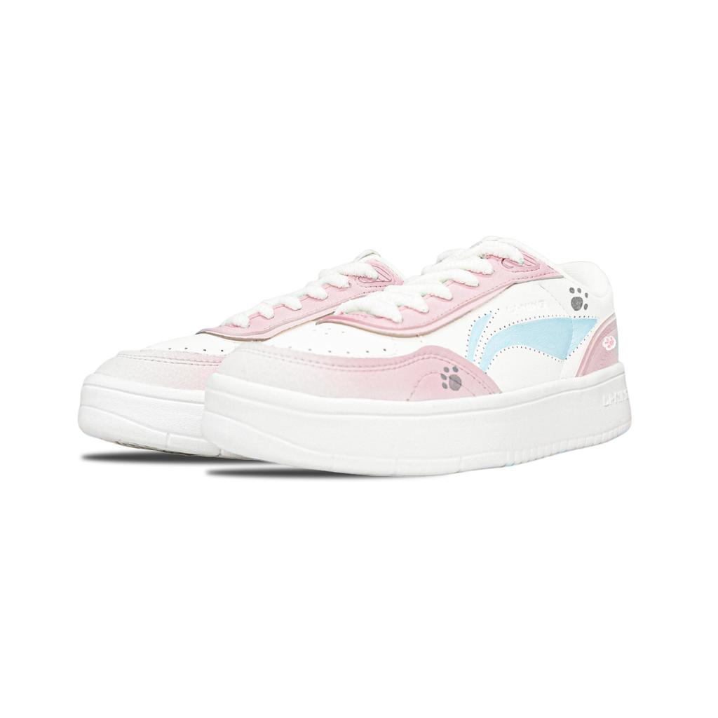 Li Ning Sourdough Slip Resistant Abrasion Resistant Low top Skateboard Shoes Women's Macaroon Pink AGCU112-6(Team1034-)