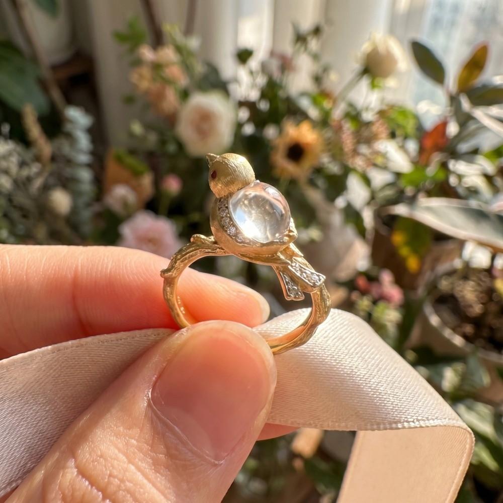 Sweet Bird Opening Ring Rhinestone Finger Ring Personality Magpie Bird Ring Girls