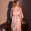 nightgown women's summer ice silk thin satin jacquard long retro sexy high-end spring and autumn bathrobe robe