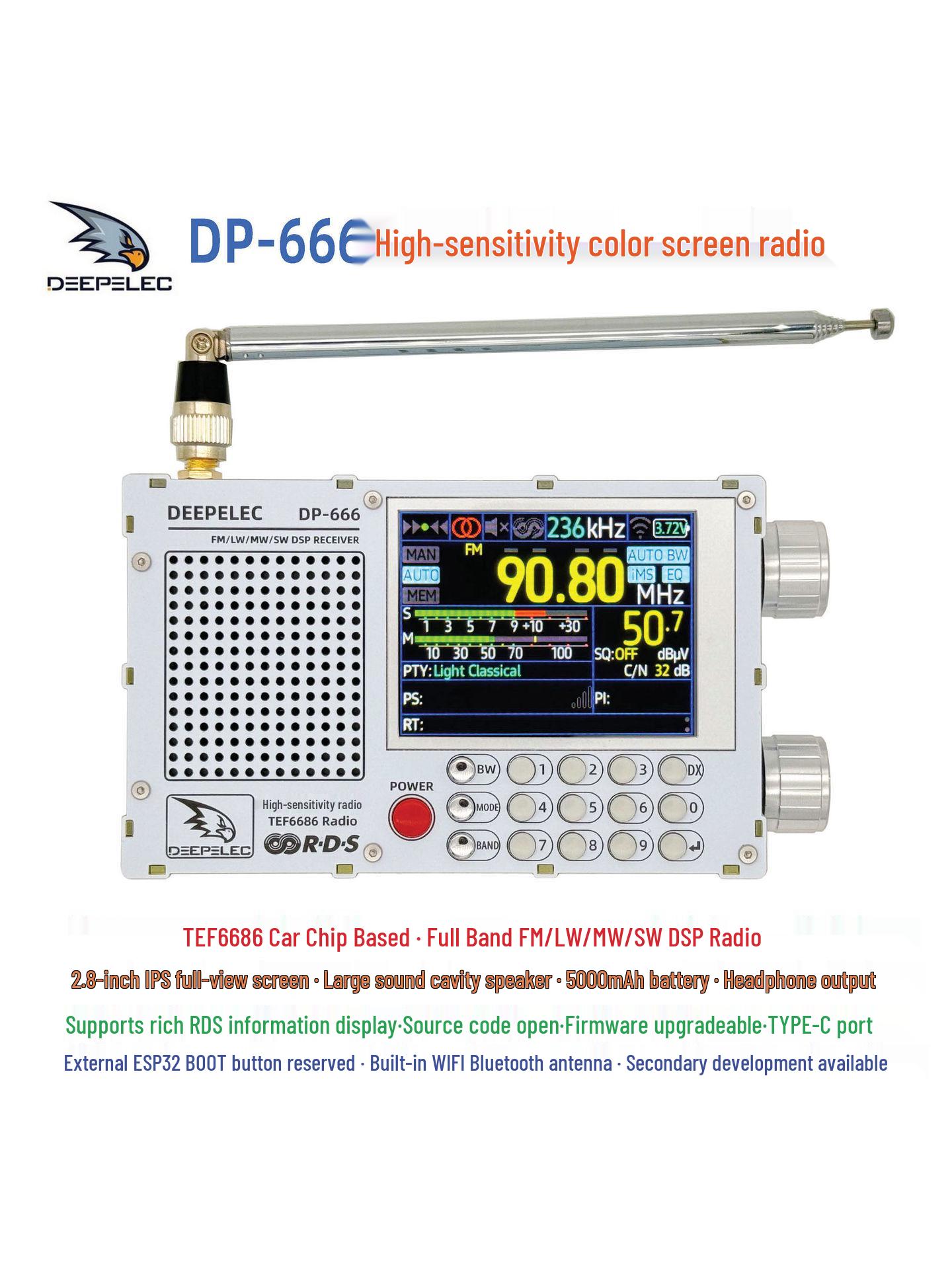 

TEF6686 High-Sensitivity All-Wave FM/AM Shortwave Radio DP-666