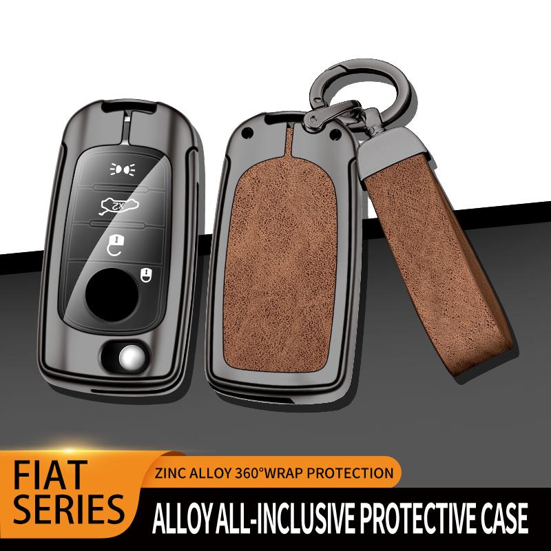 Custodia Portachiavi in Pelle e Metallo per Chiave Auto Fiat Tipo a 3 Pulsanti Coprichiave per Chiave Auto Fiat Tipo Accessori Portachiavi Protettore