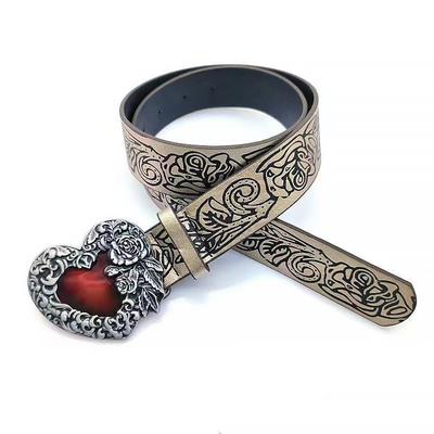 Punk Personalized Retro Belt Embossed Heart ,shaped Belt