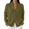 Women's Casual Oversized Knit Cardigan with Lapel Collar and Long Sleeve Button Front