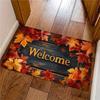 Autumn Maple Leaf Welcome Doormat, Rustic Farmhouse Fall Rug, Non-Slip Machine Washable Door Carpet for Entryway Decor