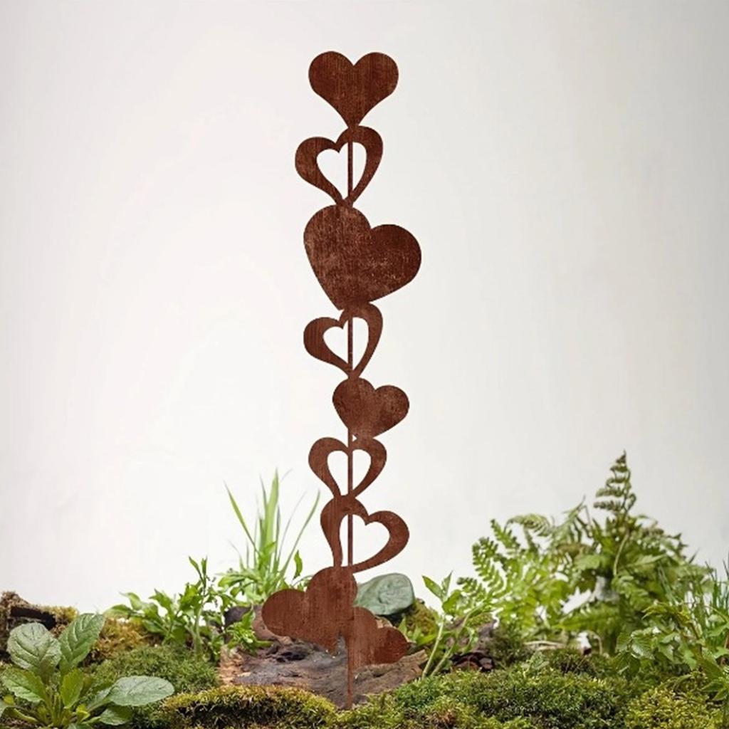Rostig Design Metall Kärlekshjärta Trädgårdspåle Antik Utomhus Rabattdekoration Påle För Gårdar Uteplatser Landskap