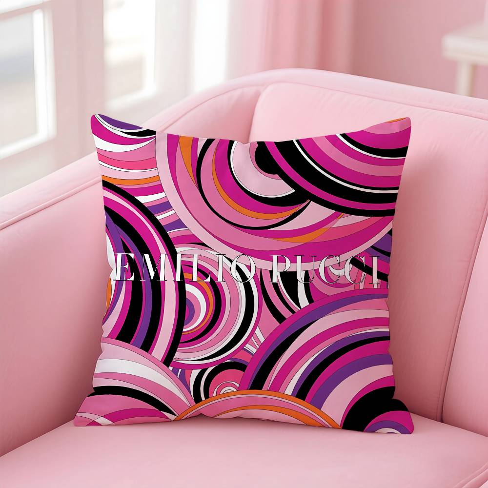 E-Emilio Logo P-Pucci Pillow Case Safe Custom Photo Pillow, Anti-fade Brushed Fleece Cushion, Maternal & Infant Safe.