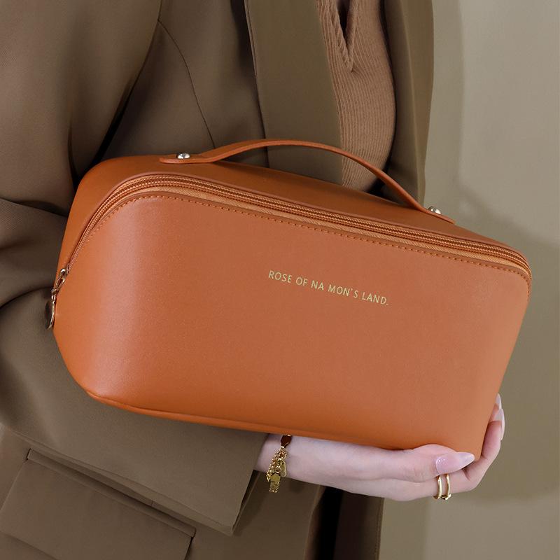 Leather Large Capacity Travel Cosmetic Bag Portable Women Makeup Case Waterproof Multifunctional Toiletry Organizer Storage Bag