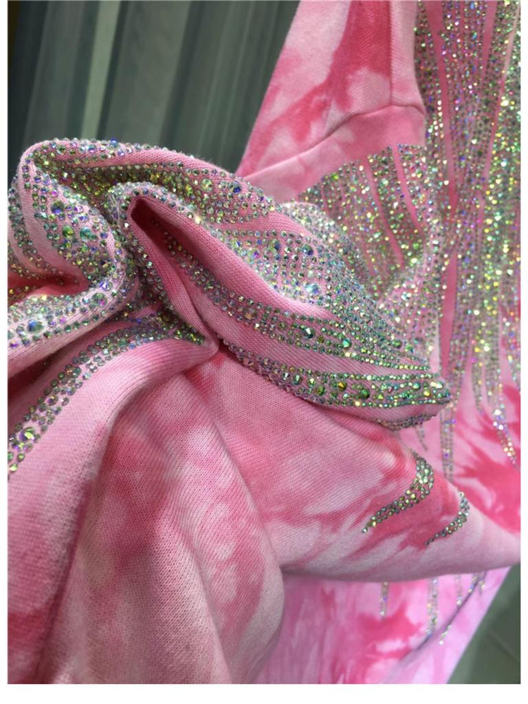 Moletom Plus Size Tie-Dye Degradê Heavy Drill para Mulheres - Top Outono de Manga Comprida Extra Grande