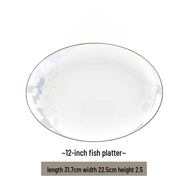 

Wuhe Jingdezhen Qin Yun 12-inch Round Ceramic Fish Plate