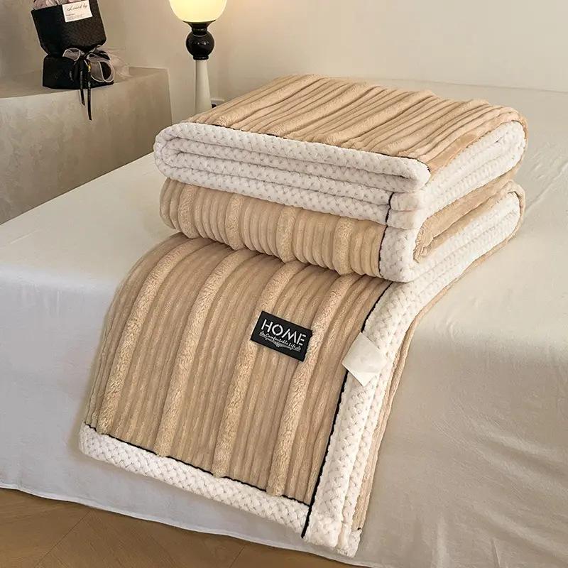 Faux Rabbit Plush Blanket For Autumn And Winter Thick Milk Velvet Nap Blankets For Single And Double Soft Cozy Warm Sofa Cover