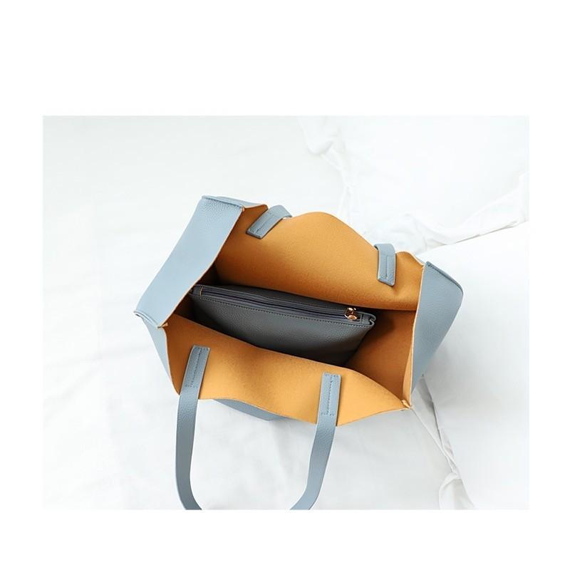 IELGY Korean Version of Fashionable Lychee Pattern Tote Bag, Simple and Large-capacity Solid Color One-shoulder Mother and Child Handbag