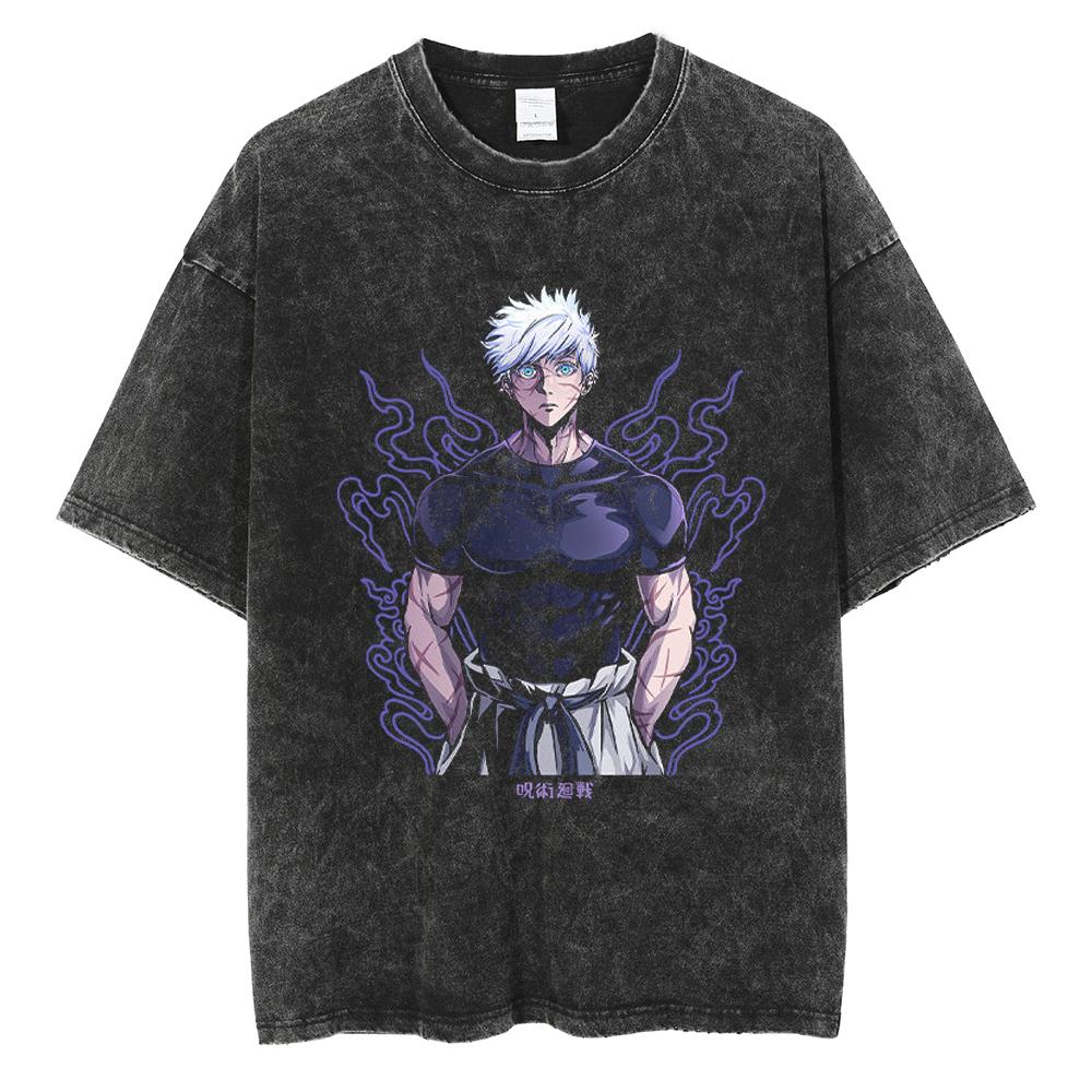Anime Jujutsu Kaisen Ryomen Sukuna Printed Tshirt Mens and Womens Washed Tshirt High Quality Vintage Cotton Tshirt Top
