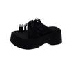 Muffin thick-soled heightening cool slippers summer 2025 new with skirt fashion cover toe rhinestone high-heeled sandals women's shoes