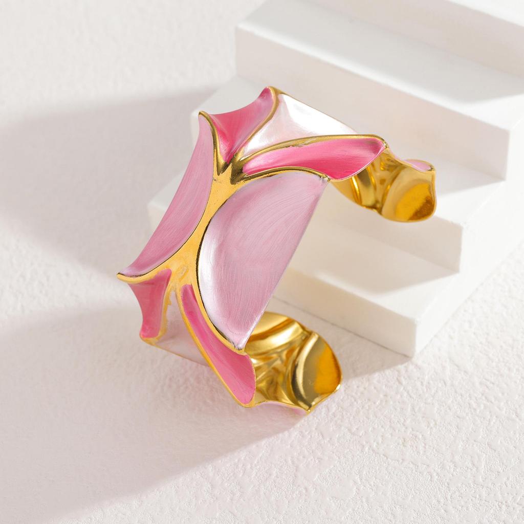 Přeshraniční nerezový náramek s barevným blokováním dopaminu - Niche móda, lehký luxus, geometrické šperky s kapkovou olejovou technikou.