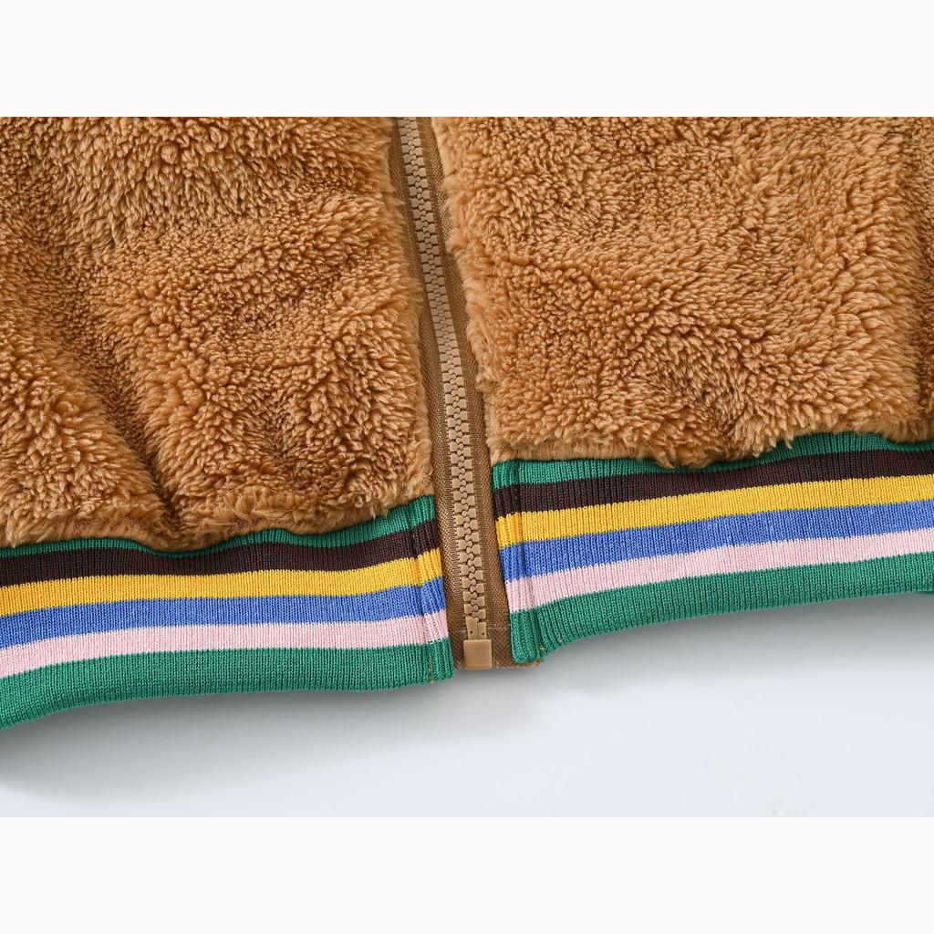 Fleece Children's Jackets Splicing Sleeve Cute Warm Fleece Boys and Girls Casual Sweater Warm Coat
