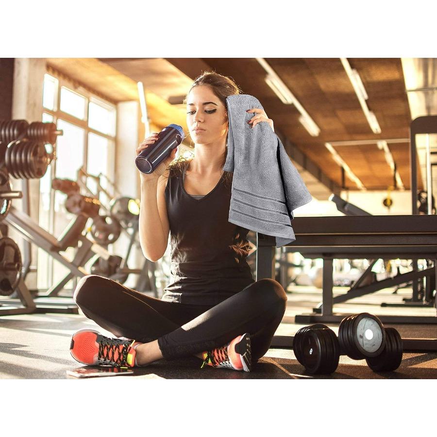 8 Piece Luxury Towel Set for Bathroom: 2 Bath Towels 2 Hand Towels and 4 Wash Cloths Made from 600 GSM Ring Spun Cotton with Ab