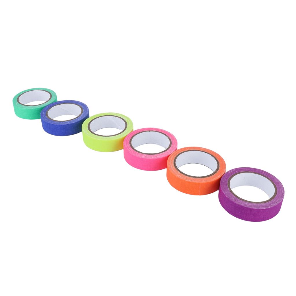 6Pcs Adhesive Tape 6 Color Fluorescent UV Cotton Cloth Tape Stage Performance Prop