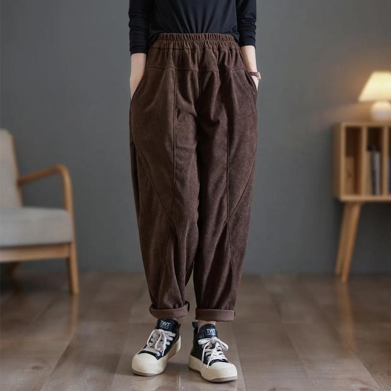 

Весенние и осенне-зимние брюки Haren Pants Свободные и плюшевые толстые брюки для женщин больших размеров 4XL