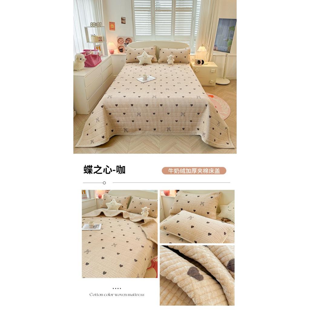 Thickened Milk Velvet Bed Cover for Autumn and Winter, Warm Cotton Bed Sheet with Velvet Mattress, Tatami Bedding