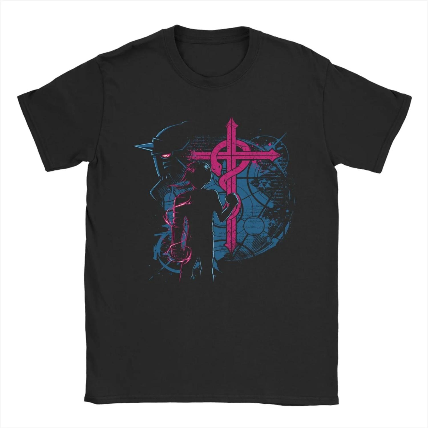 

Fullmetal Alchemist Alchemists Bros T-Shirts Humorous 100% Cotton Tee Shirt Crewneck Short Sleeve T Shirt S чёрный