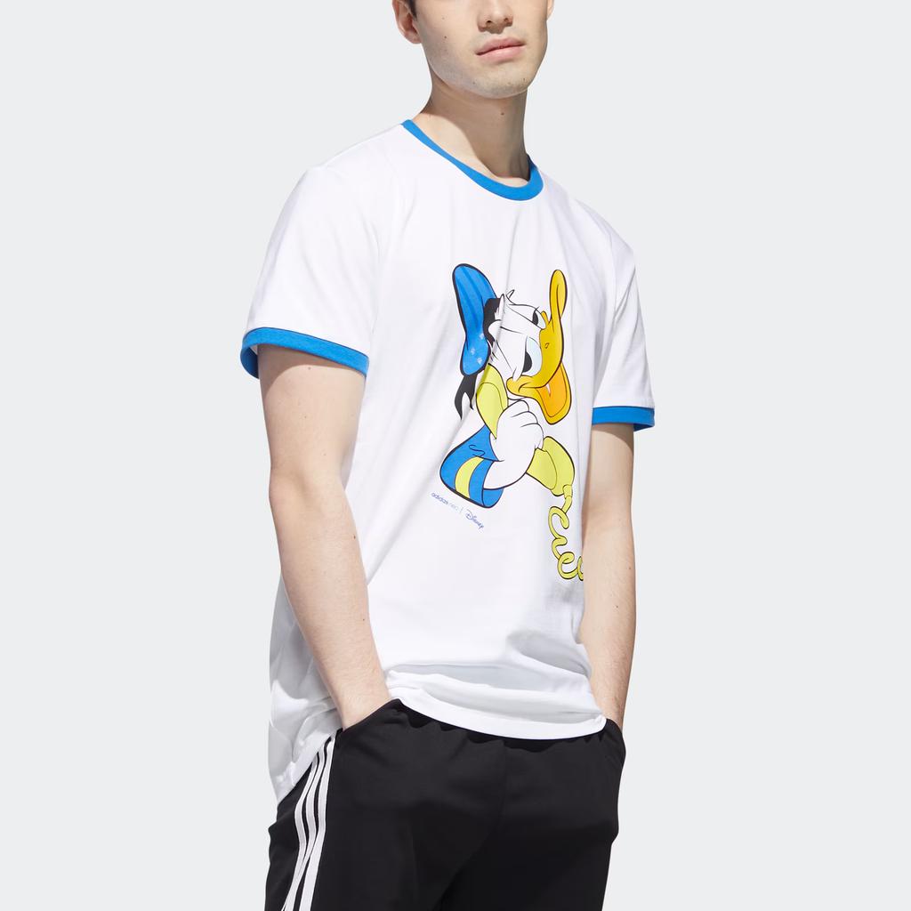 adidas Neo Donald Duck Rundhals Sport T-Shirt Herren Tops Weiß GJ5631
